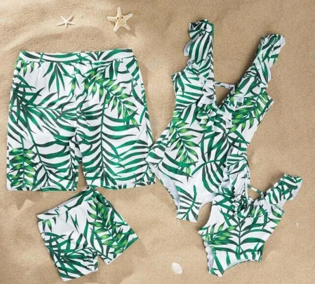 Family Matching Swimsuit Queen Princess Swimwear  Beachwear Mommy and me Swimsuit Beach Shorts For Kids Men