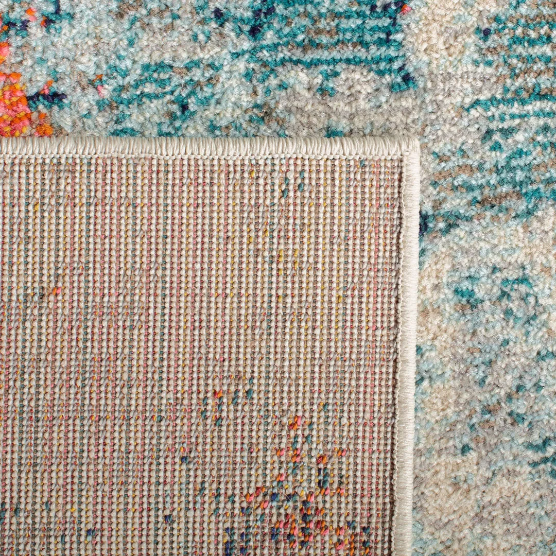 Felty Abstract Cream/Orange/Blue Rug Langley Street® Rug Size: Round 5'