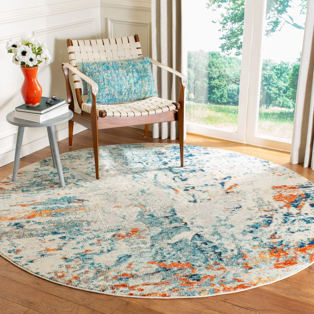 Felty Abstract Cream/Orange/Blue Rug Langley Street® Rug Size: Round 5'