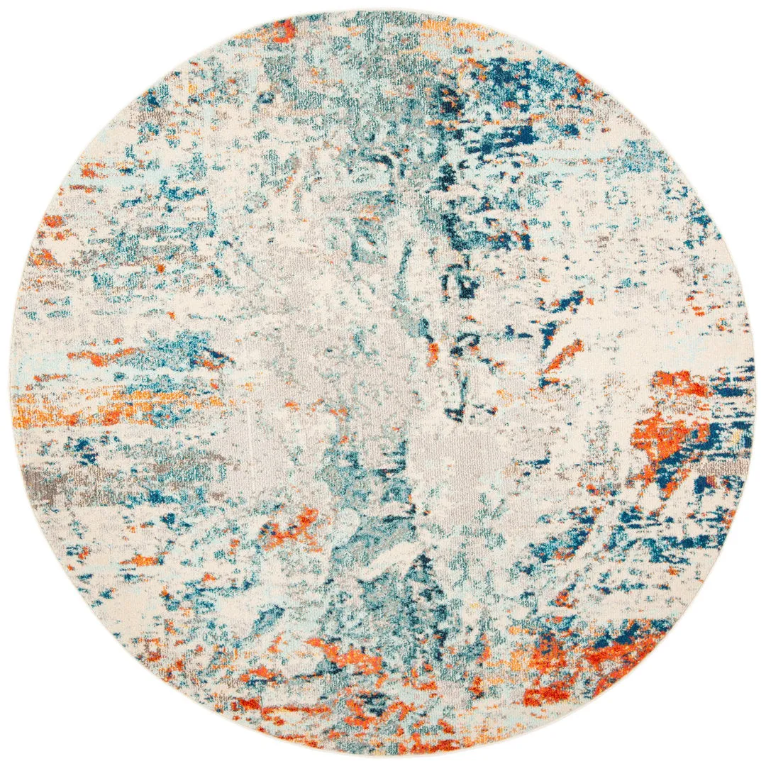 Felty Abstract Cream/Orange/Blue Rug Langley Street® Rug Size: Round 5'