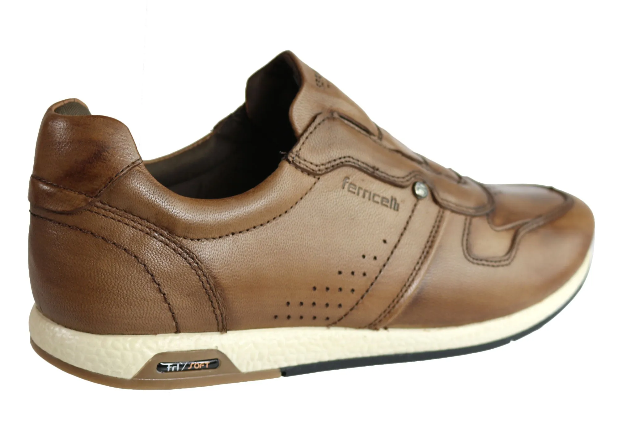 Ferricelli Carlo Mens Leather Slip On Casual Shoes Made In Brazil