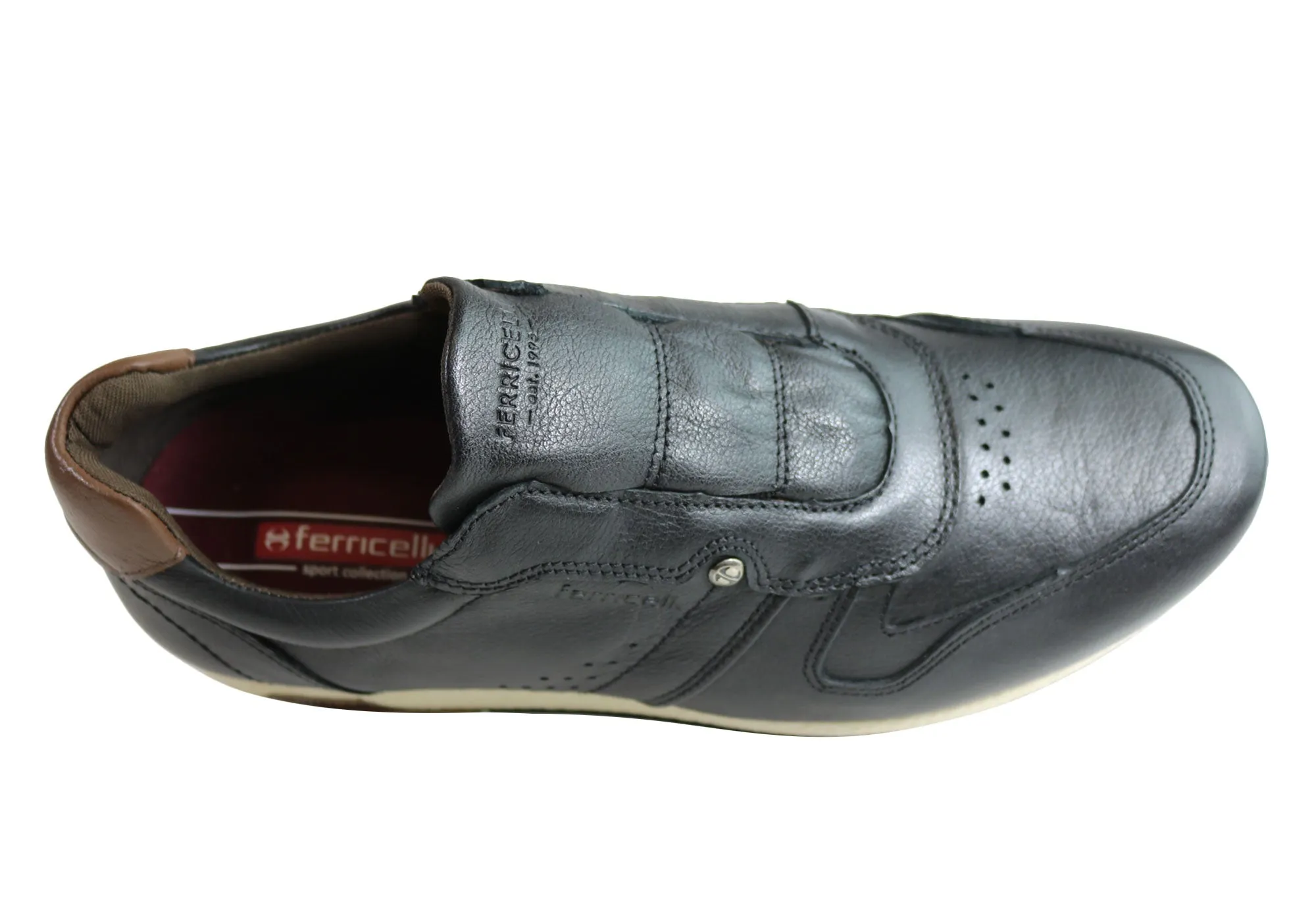 Ferricelli Carlo Mens Leather Slip On Casual Shoes Made In Brazil