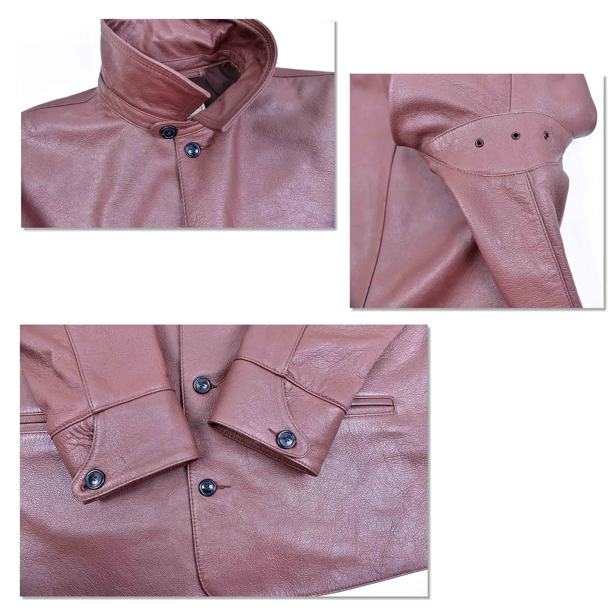 FiveStar Leather 1920s railroad work coat Goatskin Russet Brown