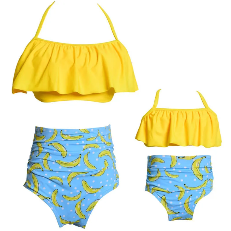 Floral Print Camisole High Waist Mommy And Me Matching Bikinis