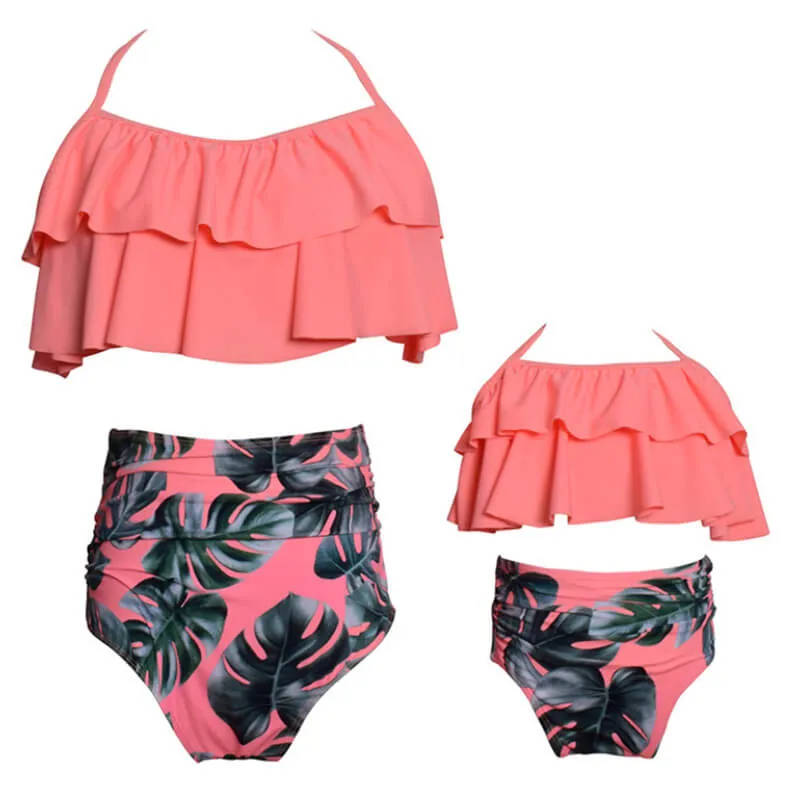Floral Print Camisole High Waist Mommy And Me Matching Bikinis