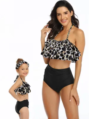 Floral Print Camisole High Waist Mommy And Me Matching Bikinis