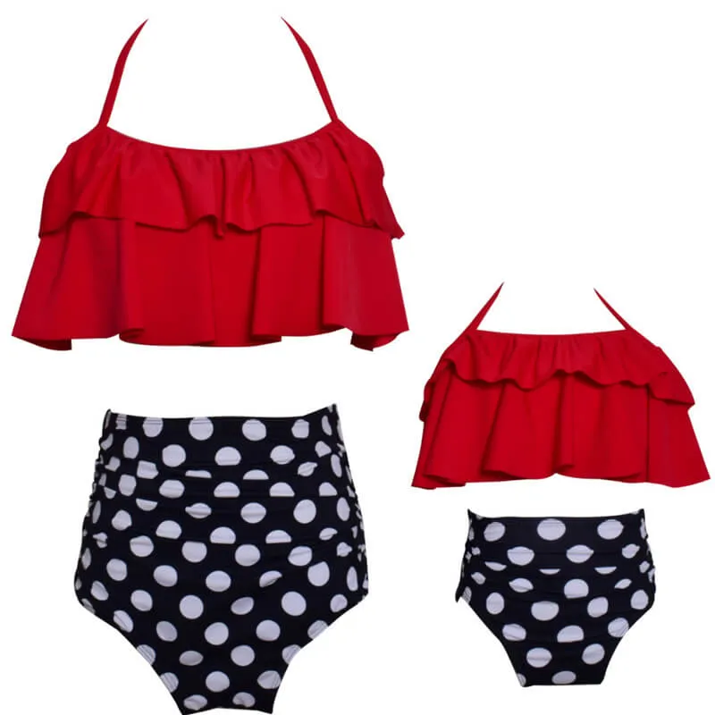 Floral Print Camisole High Waist Mommy And Me Matching Bikinis