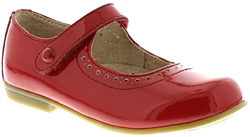 FOOTMATES Emma Patent Leather Mary Jane Girls Party Dress Shoes with Custom-Fit Insoles, Hard Bottom, Slip-Resistant Non-Marking Outsoles - Red Patent, 8 Toddler (1-4 Years)