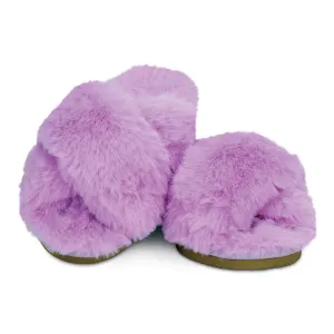 Furry Crossover Slippers Purple