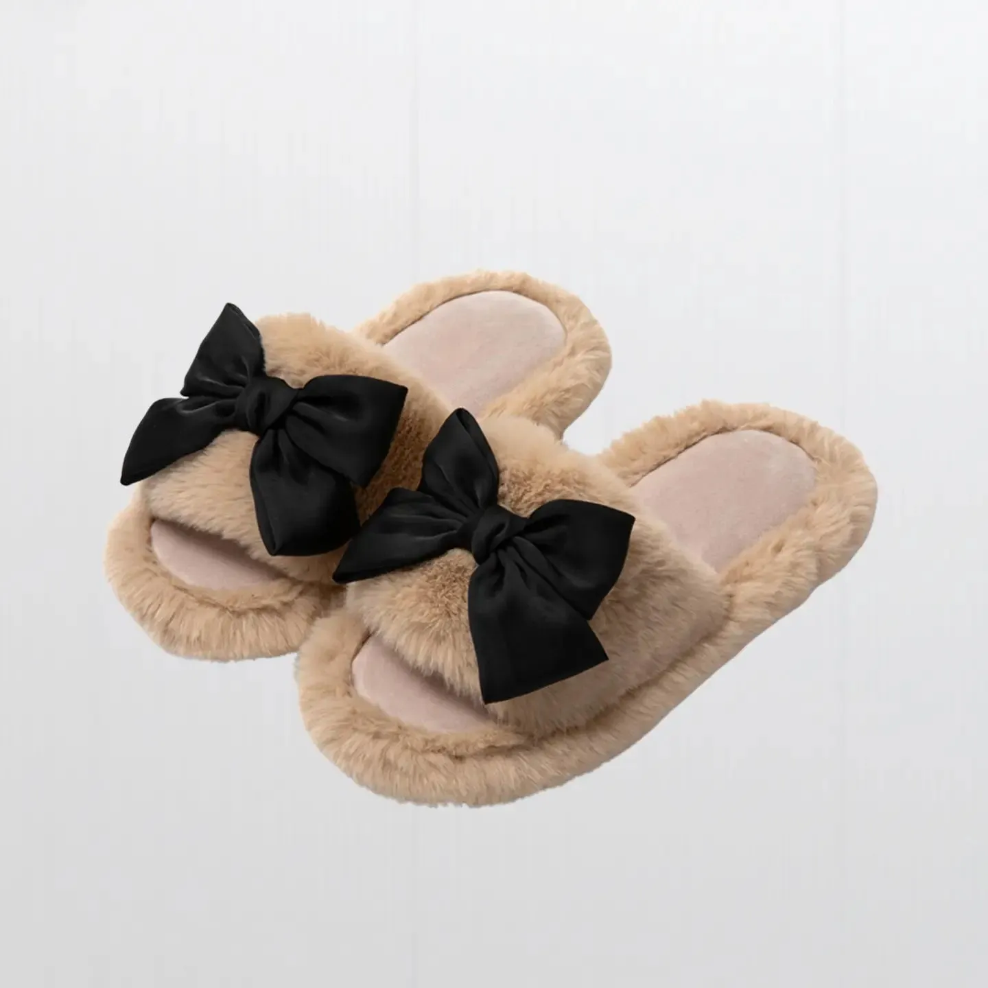 Fuzzy Bow Slippers