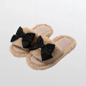 Fuzzy Bow Slippers