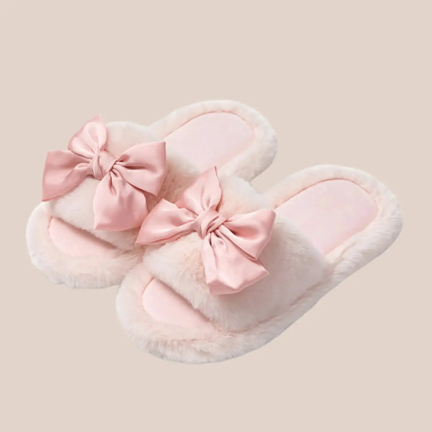 Fuzzy Bow Slippers