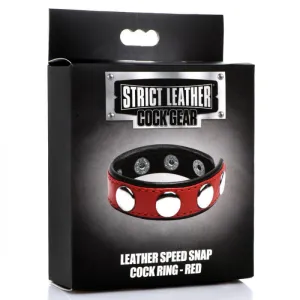 Gear Leather Speed Snap  Ring - Red