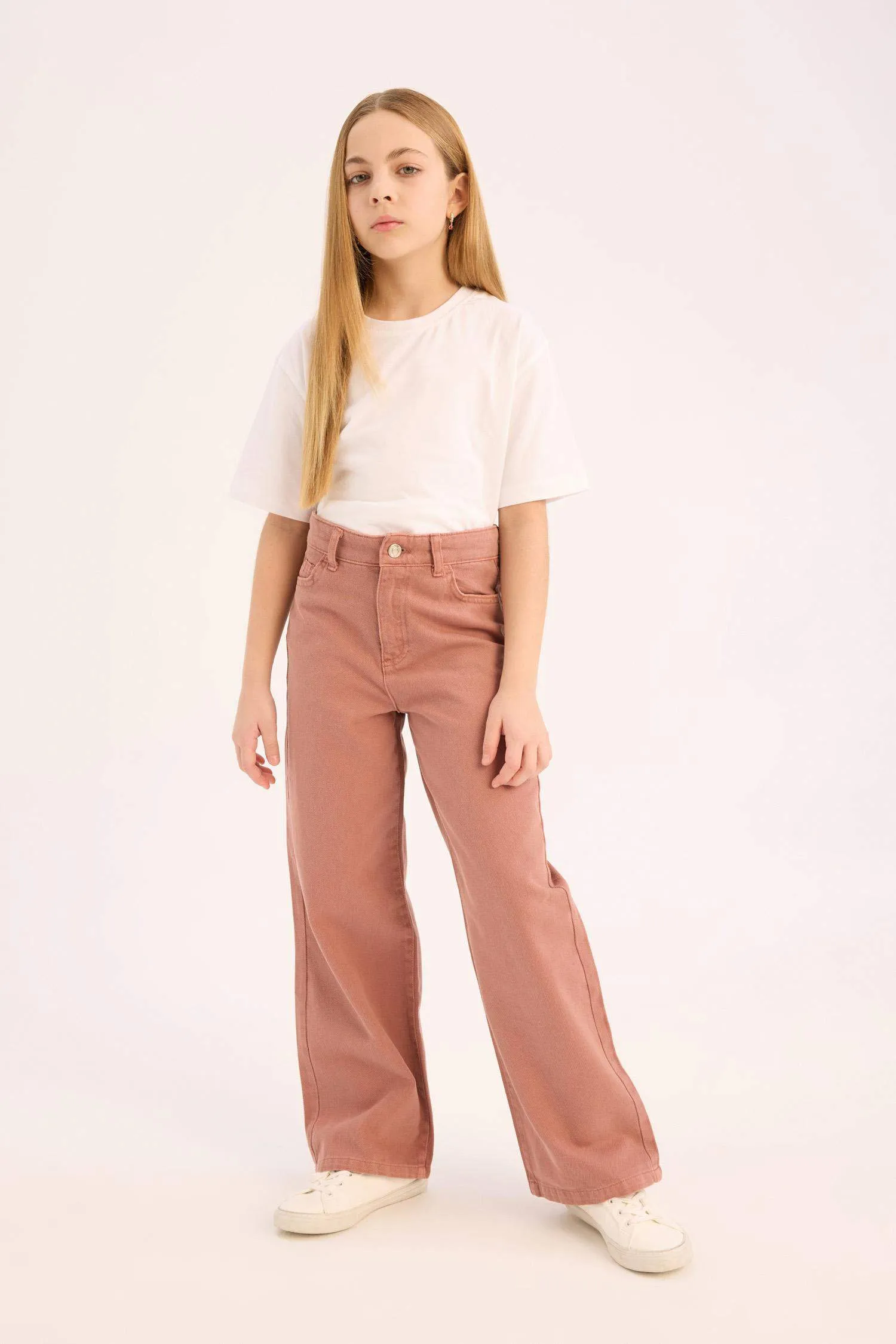 Girl Wide Leg Cotton Cargo Jeans