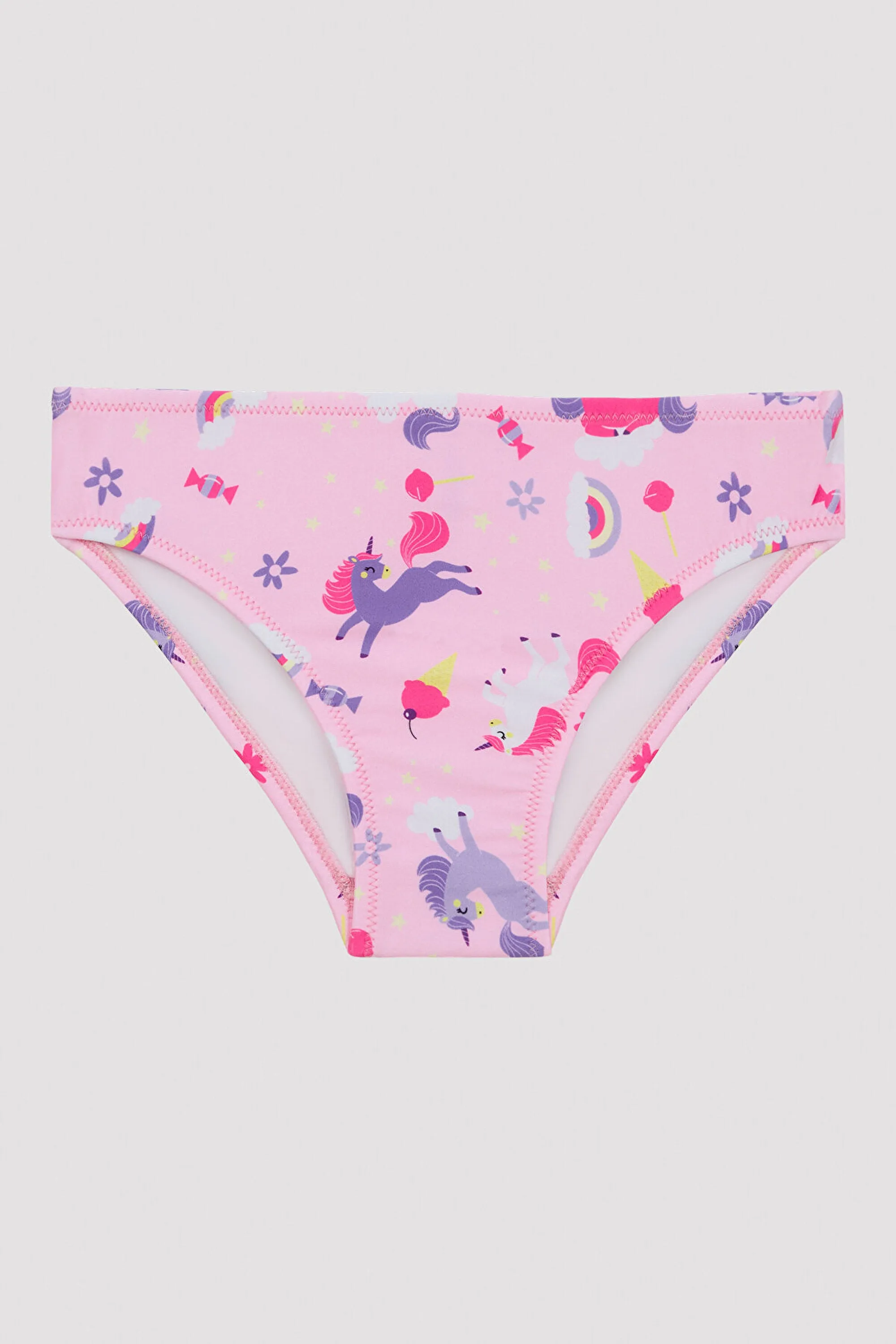 Girls Colorful Unicorn Frill Halter Bikini Set
