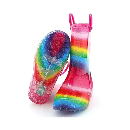 Girls Light Rain Boots Colorful Kids Shoes - KKOMFORME