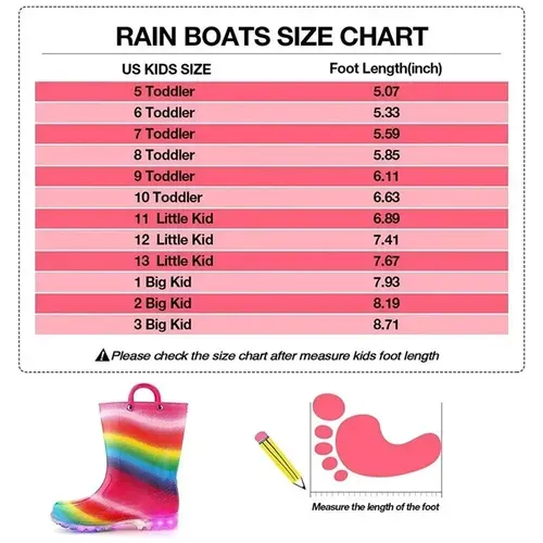 Girls Light Rain Boots Colorful Kids Shoes - KKOMFORME