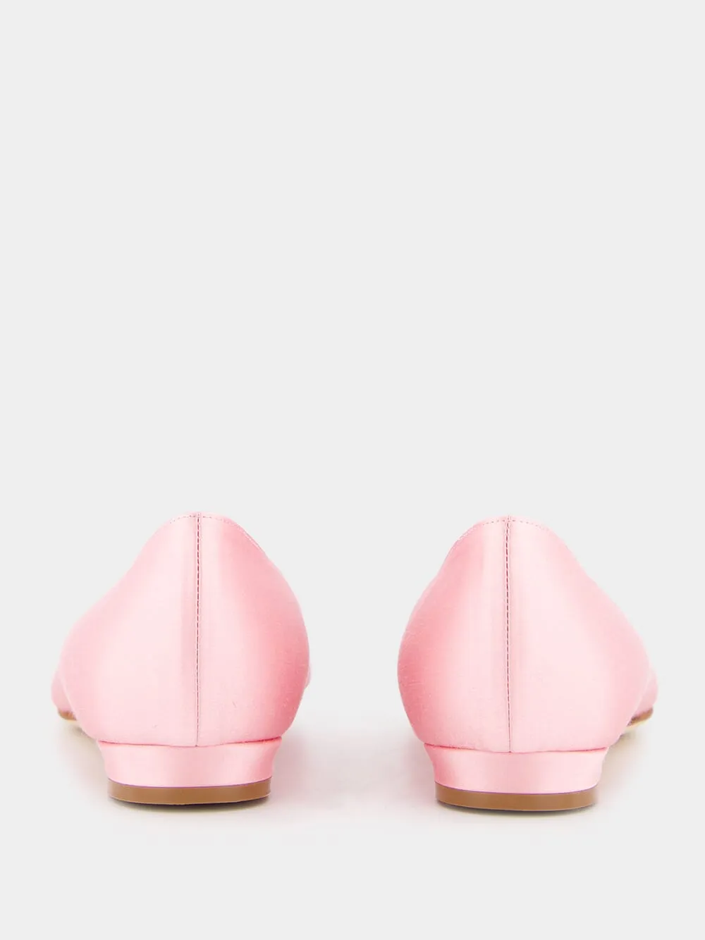Hangisiflat Light Pink Jewel Buckle Satin Flats