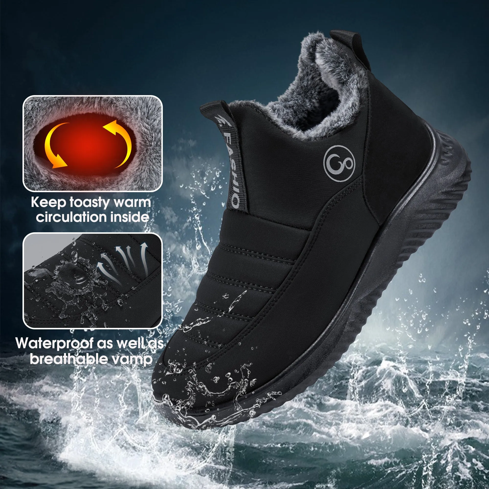 Harence Snow Boots Women Winter Warm Faux Fur Waterproof Slip On Comfort Woman Ankle Booties