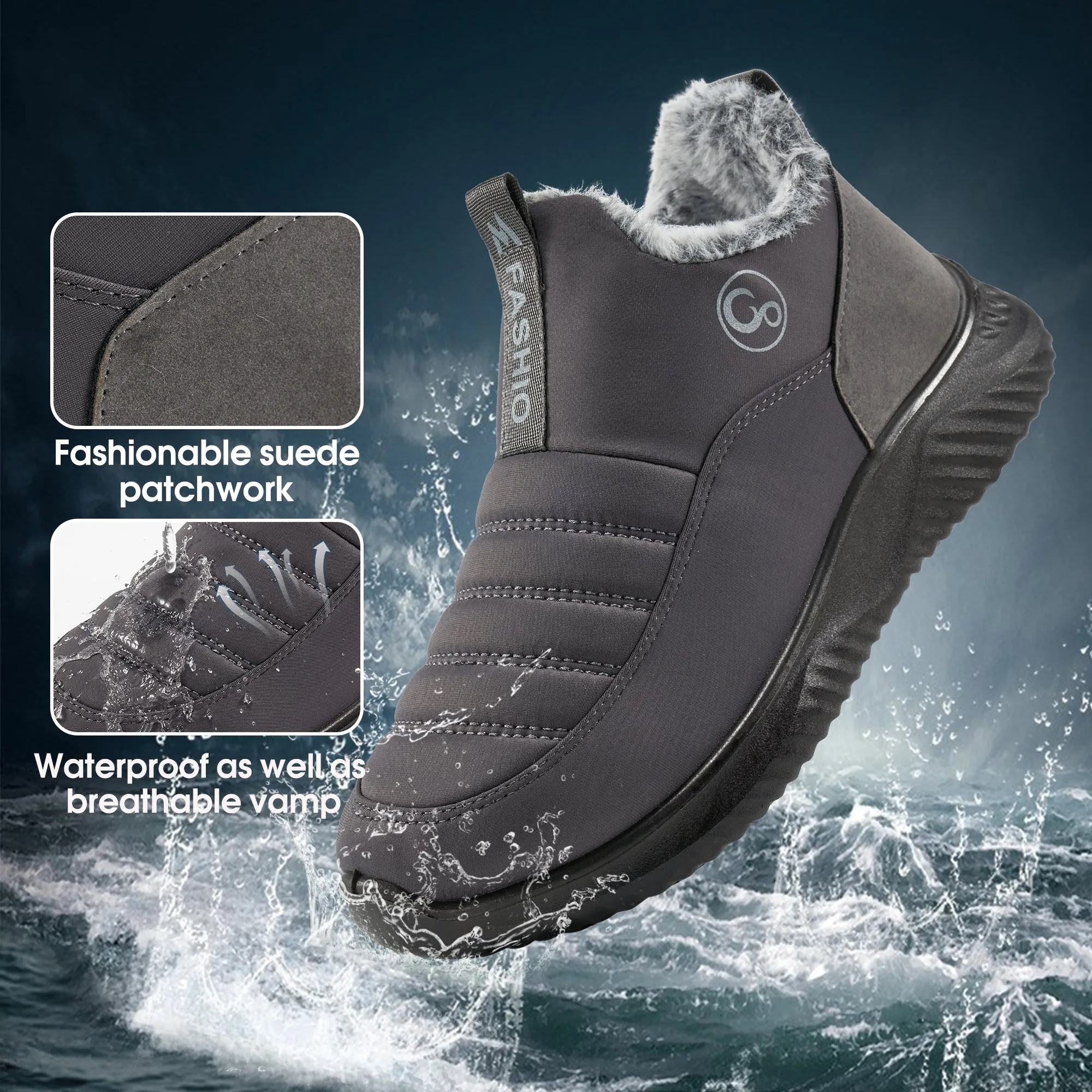 Harence Snow Boots Women Winter Warm Faux Fur Waterproof Slip On Comfort Woman Ankle Booties
