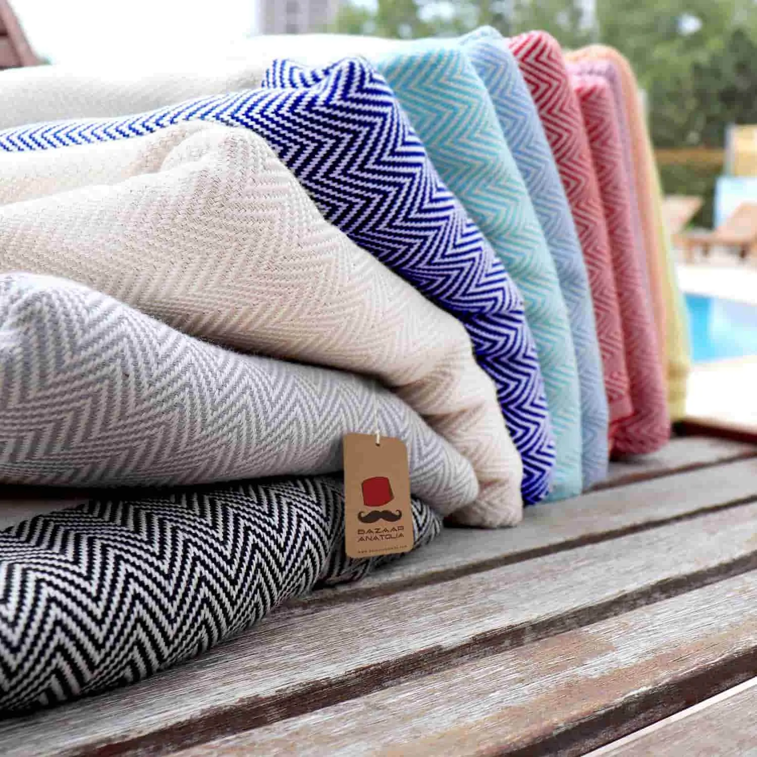 Herringbone Turkish Towel & Peshtemal Beach Towel - Lilac