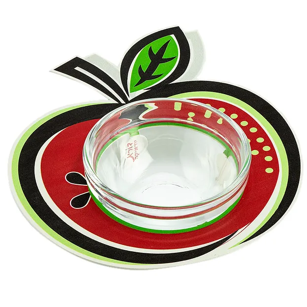 Honey Dish, Apple Design, Colorful Aluminum