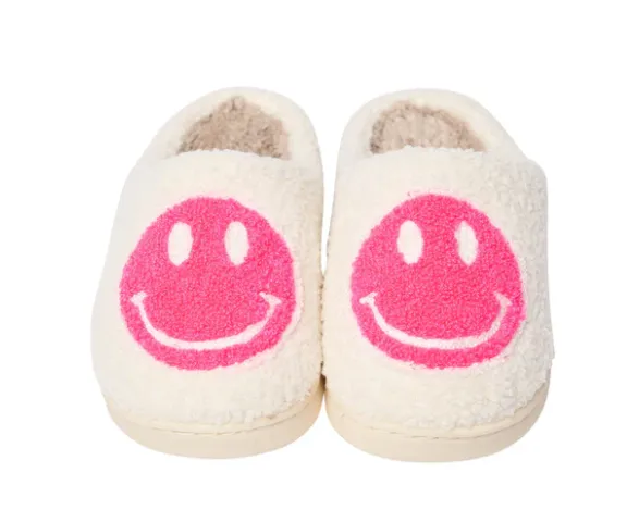 Hot Pink Smiley Face Slippers
