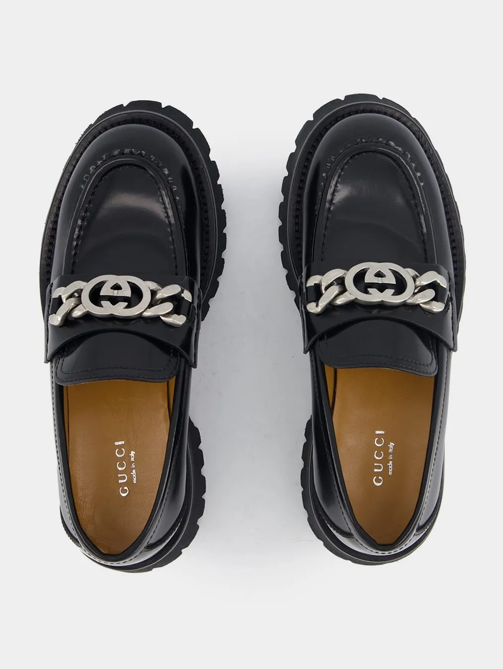 Interlocking G Lug Sole Leather Loafers
