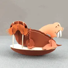 Japan Premium 3D Paper Puzzle Walrus Miniature Animal Craft Kit