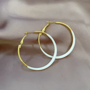 Just Lil Things  White Hoop Earrings jlt11272
