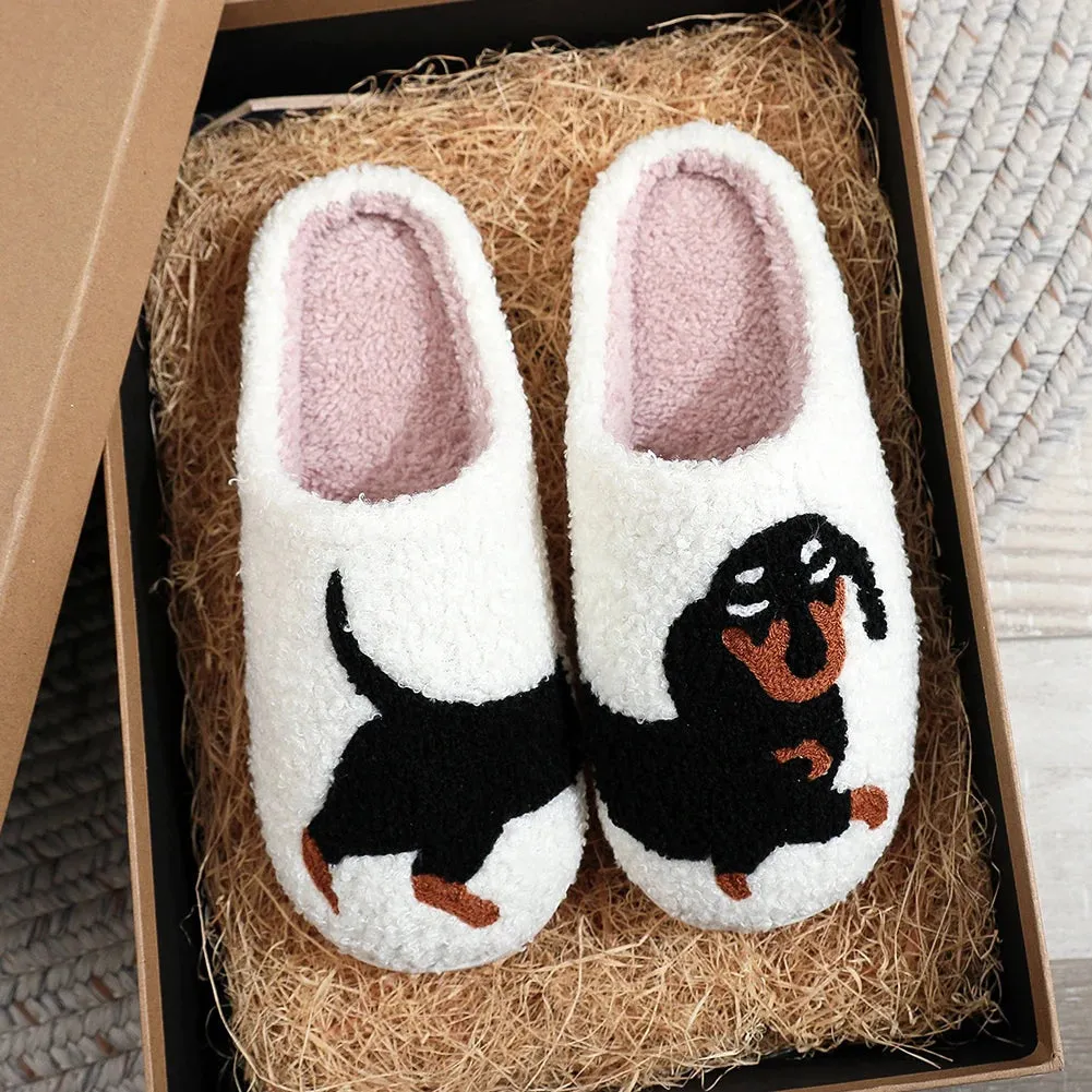 Kawaii Plush Dog Slippers 🐶✨ | Cozy Anti-Slip Warm Slides for Couples | Adorable Indoor & Outdoor Footwear!