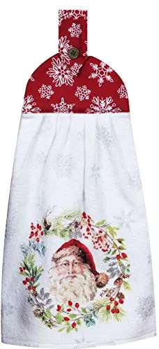 Kay Dee Victorian Santa Wreath Terry Kitchen Tie Dish Towel Designs