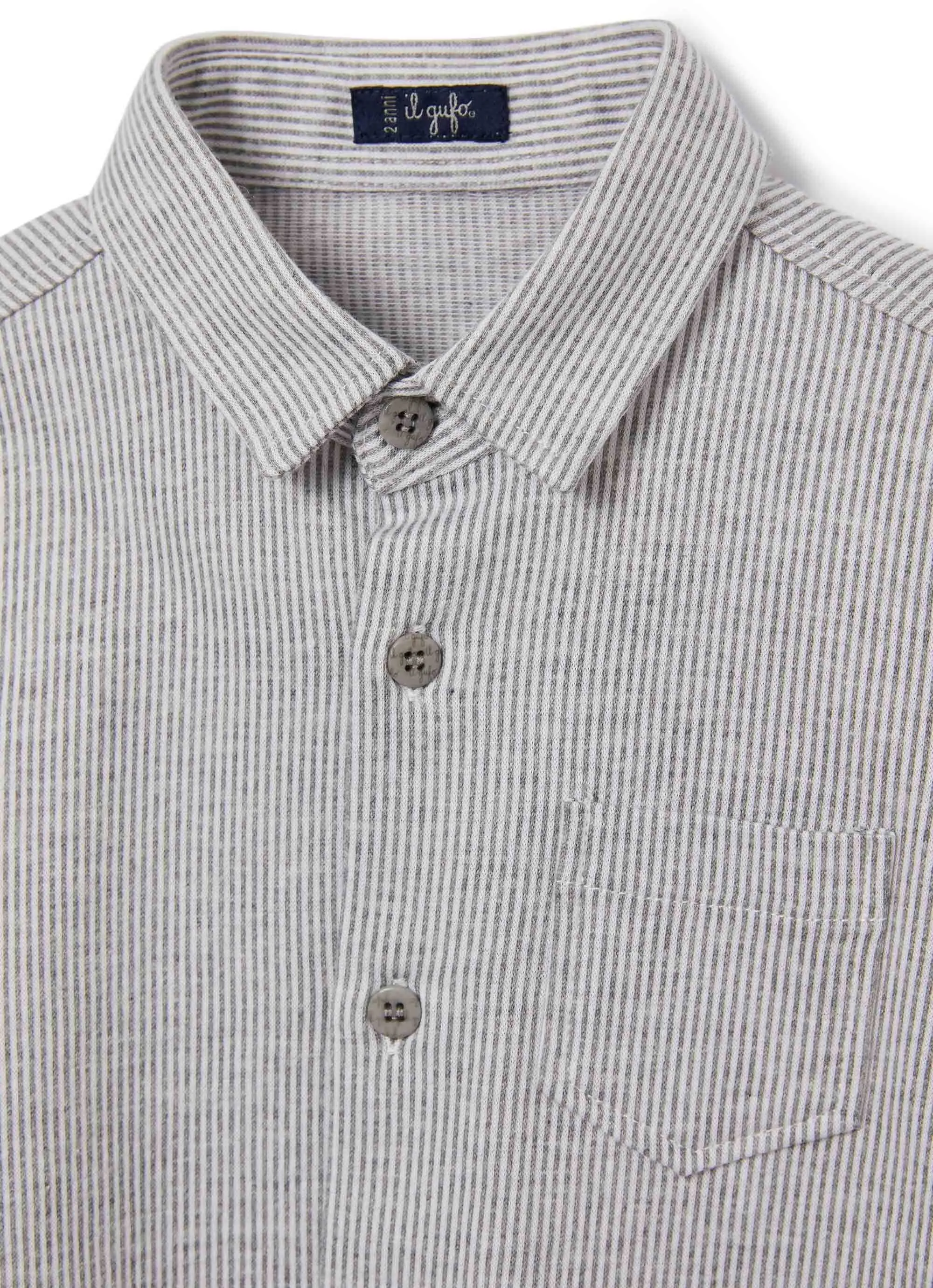 KID BOY STRIPED BUTTON DOWN,GREY