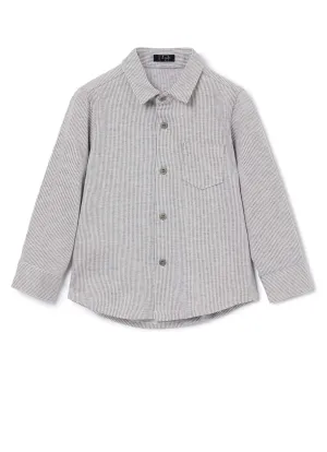 KID BOY STRIPED BUTTON DOWN,GREY