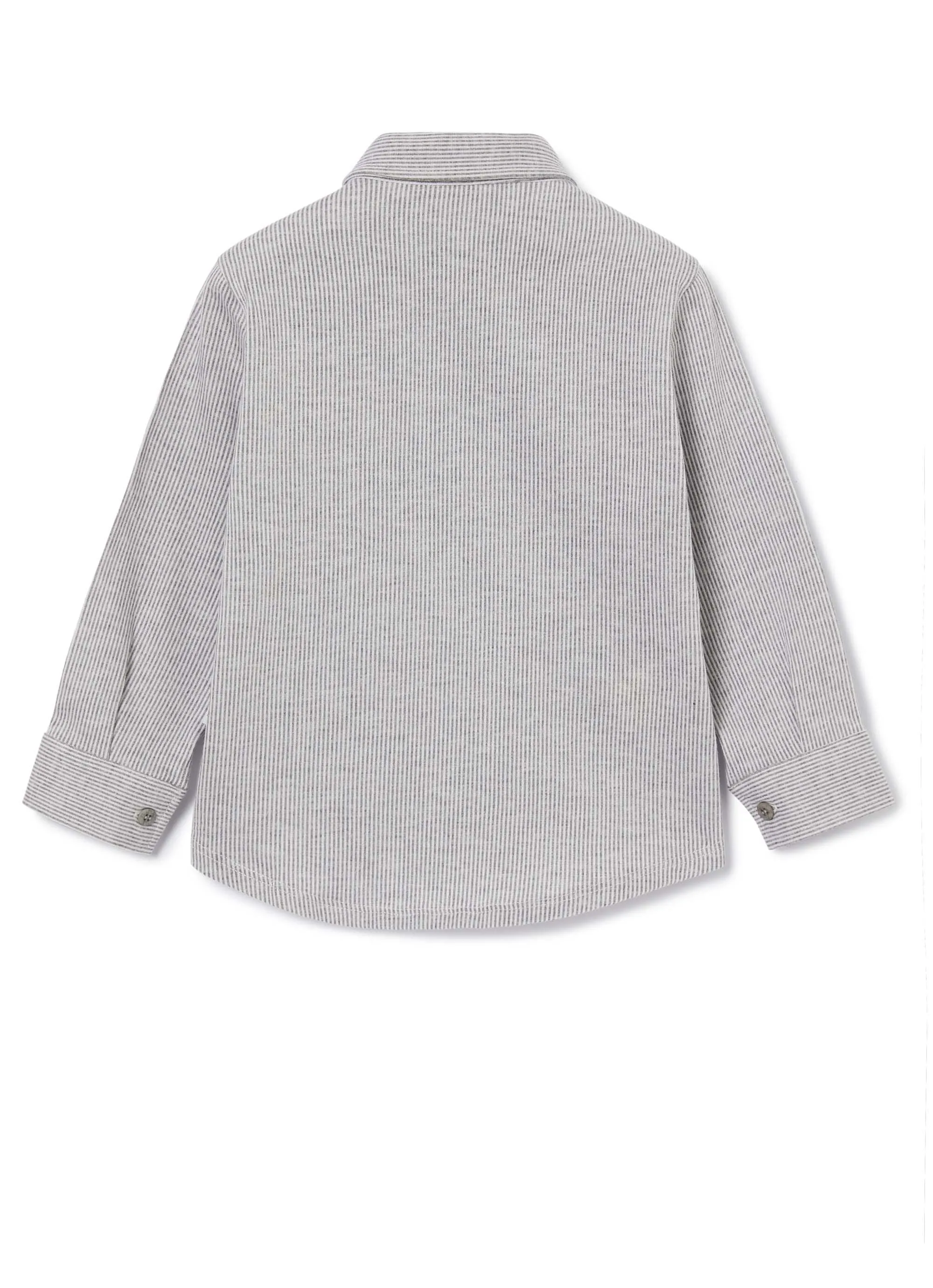 KID BOY STRIPED BUTTON DOWN,GREY
