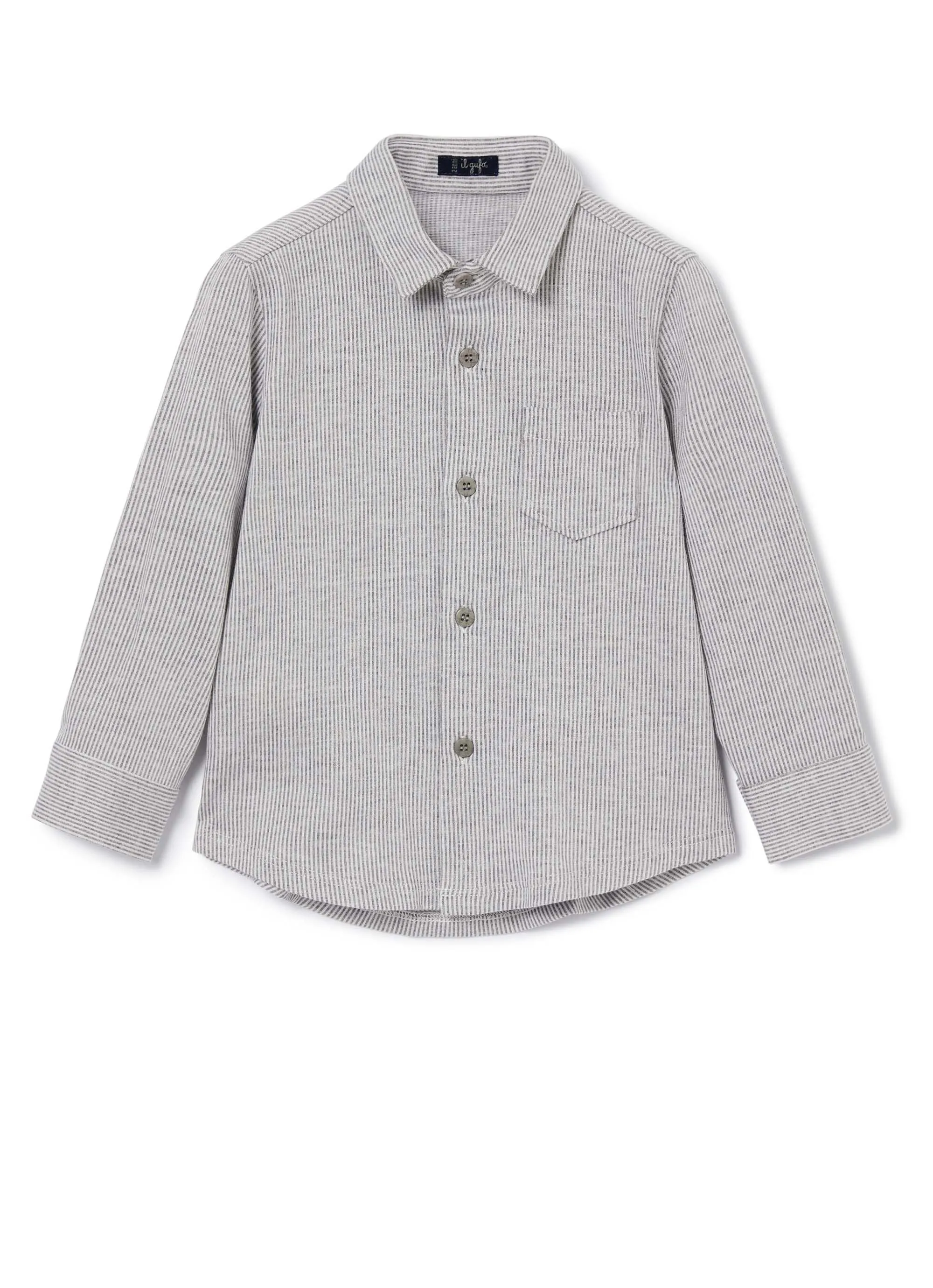 KID BOY STRIPED BUTTON DOWN,GREY