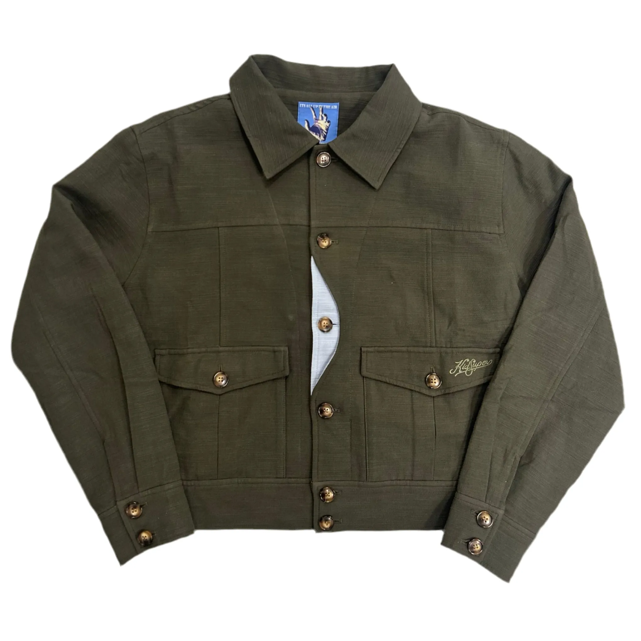 KID SUPER GREEN BUTTON UP JACKET