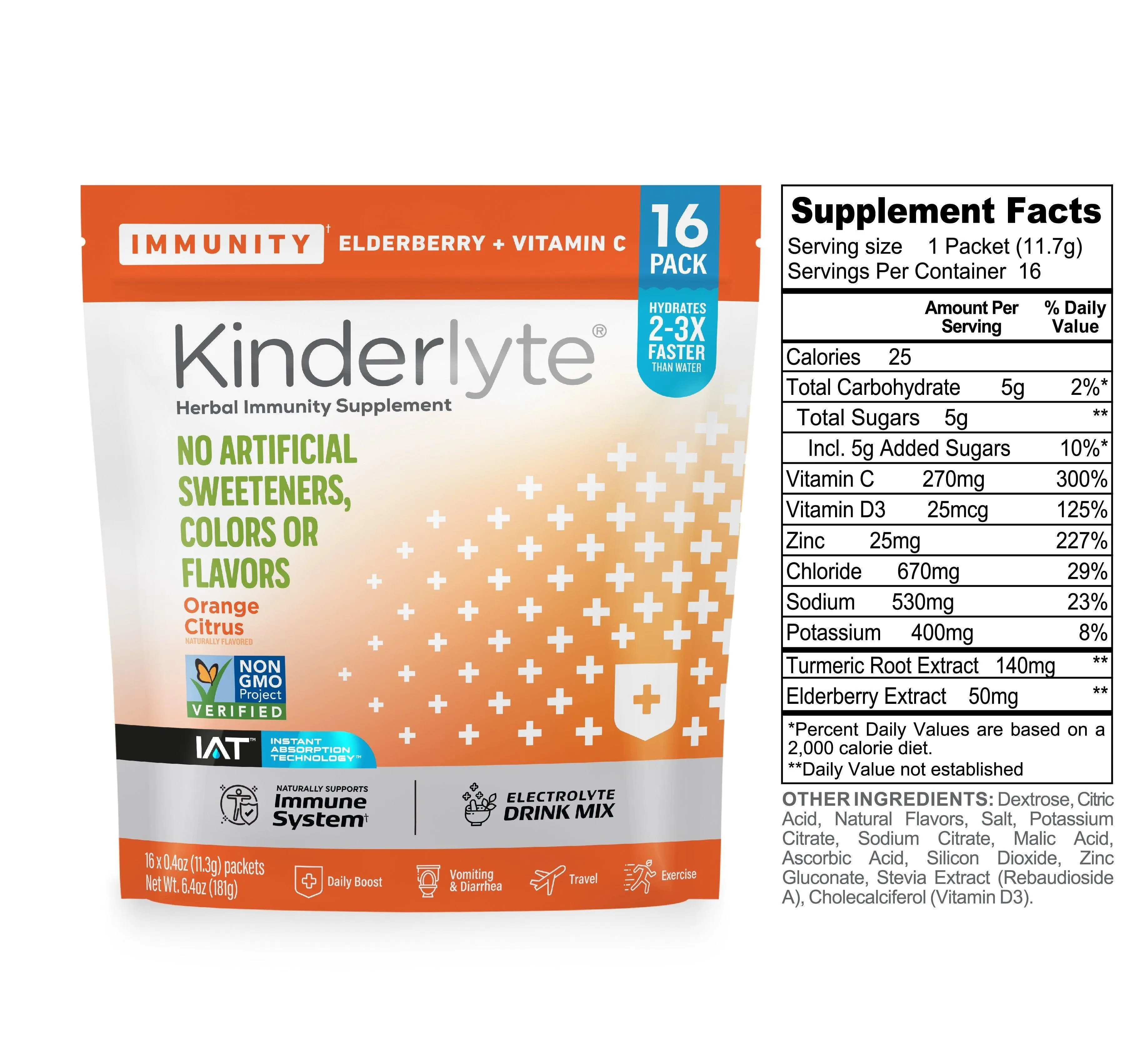 KinderLyte® 16ct Herbal Immunity Supplement Orange Citrus