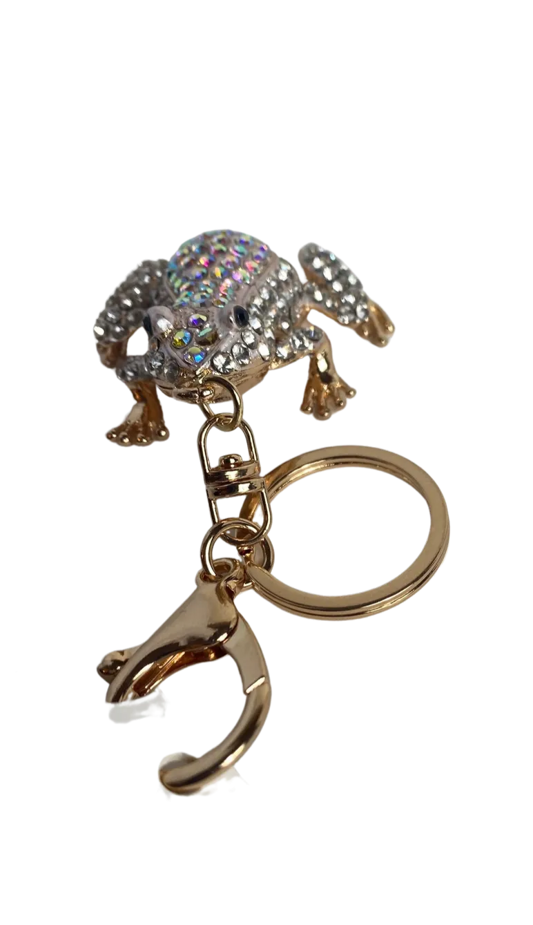 Leap Froggy Keychain with Sparkly Rhinestone Front Design Charm