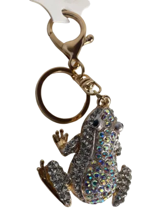 Leap Froggy Keychain with Sparkly Rhinestone Front Design Charm