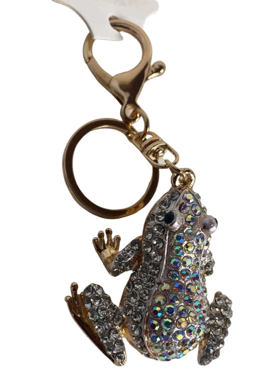 Leap Froggy Keychain with Sparkly Rhinestone Front Design Charm
