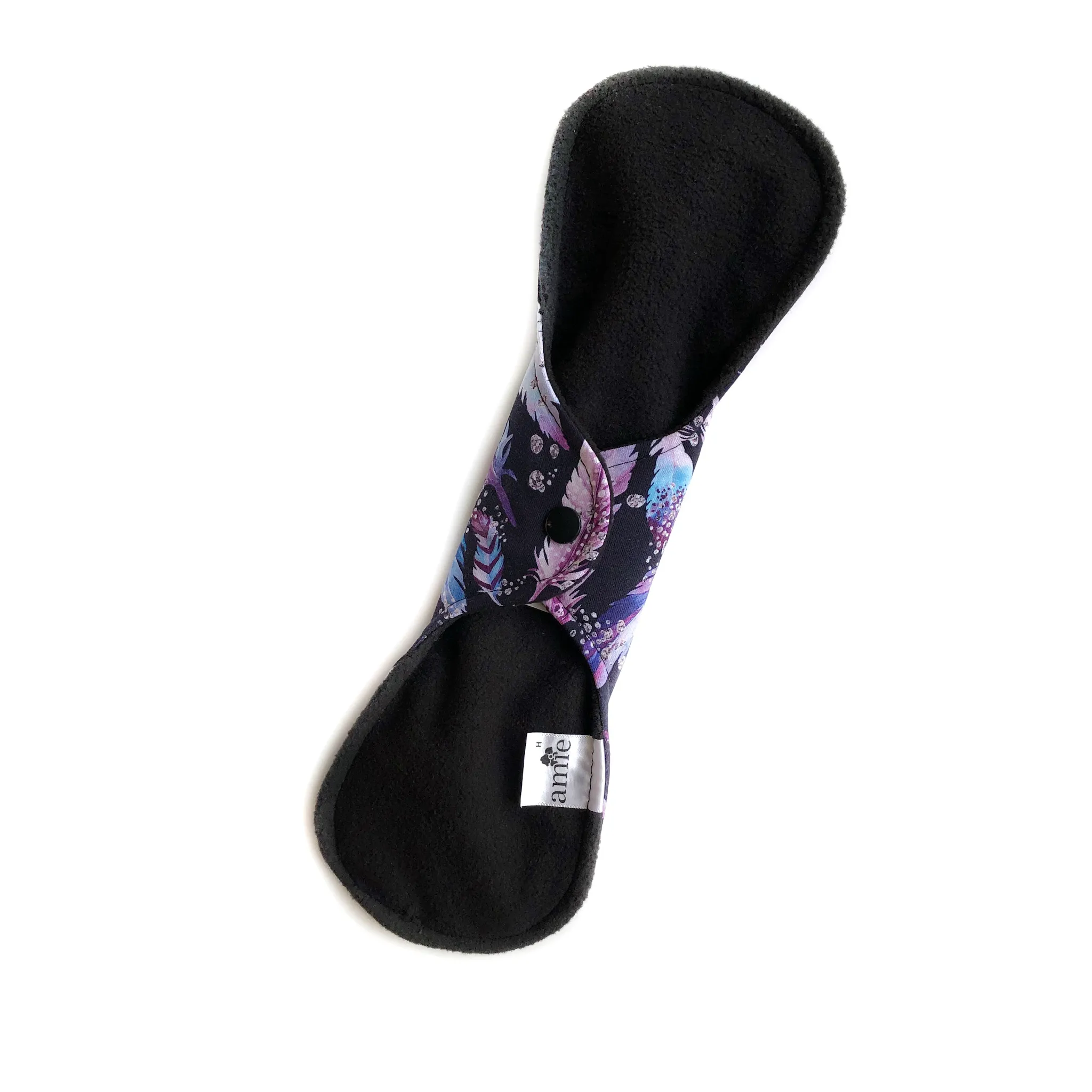 Light Absorbency Reusable Menstrual Pads: Purple Feathers