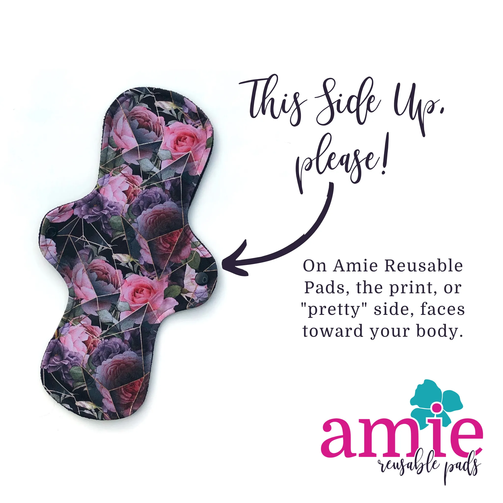 Light Absorbency Reusable Menstrual Pads: Purple Feathers