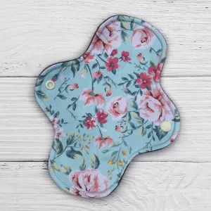 Light Absorbency Reusable Pads: Mint Floral