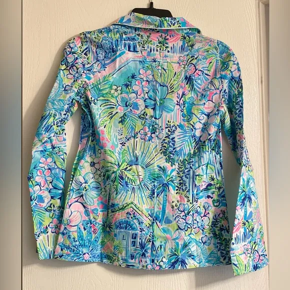 Lilly Pulitzer Lilly’s House Long Sleeve Cotton Green Pajama Shirt Women XXS NWT