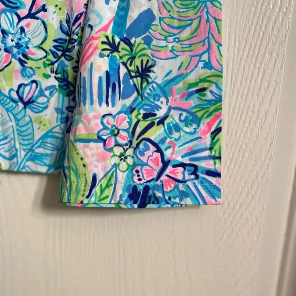 Lilly Pulitzer Lilly’s House Long Sleeve Cotton Green Pajama Shirt Women XXS NWT