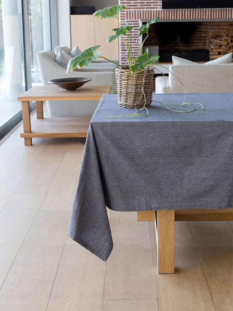 Linen House Revana Chambray Black Tablecloth