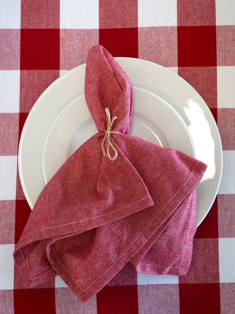 Linen House Revana Check Red Tablecloth
