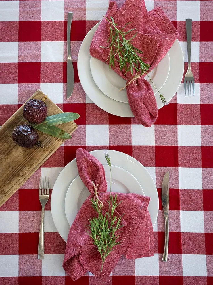 Linen House Revana Check Red Tablecloth