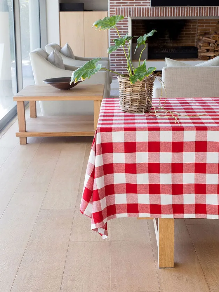 Linen House Revana Check Red Tablecloth